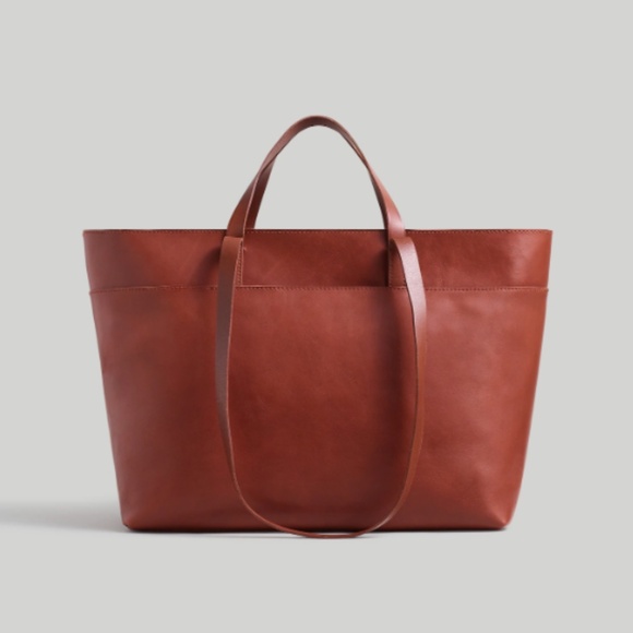 Madewell Handbags - MADEWELL The Zip-Top Essential Tote - Warm Cinnamon Leather